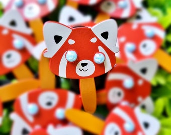 Red Panda Popsicle Enamel Pin | Firefox Ice Cream Hat Pin | Cute Animal Pabu Red Fox Lapel Pin