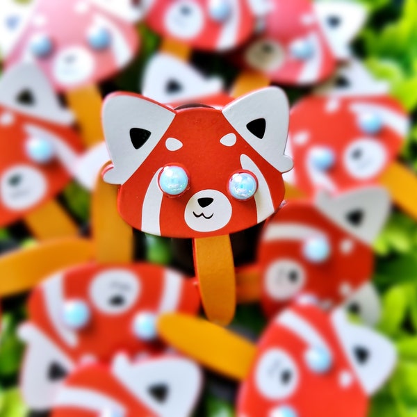Red Panda Popsicle Enamel Pin | Firefox Ice Cream Hat Pin | Cute Animal Pabu Red Fox Lapel Pin
