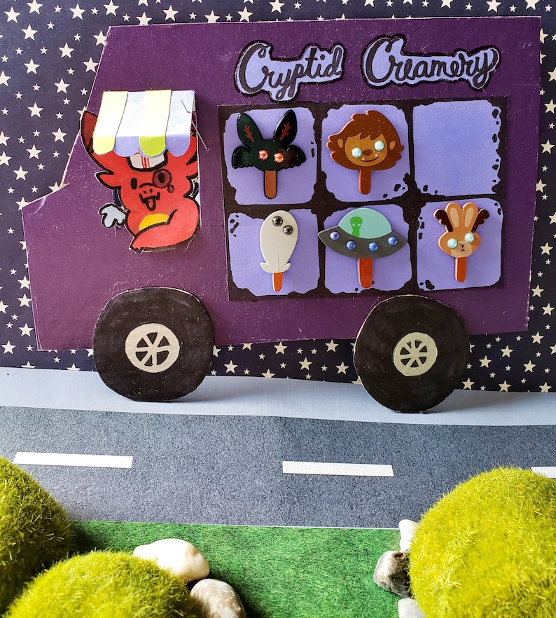 Cryptid Popsicle Enamel Pin Set Halloween Ice Cream Hat Pins Cute Spooky Cryptid Lapel Pins image 2