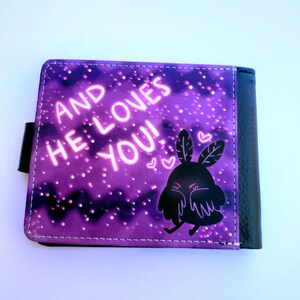 Mothman Wallet With Side Clasp and ID Window Cryptid Bi-fold Wallet Monster Vegan Leather Wallet image 2