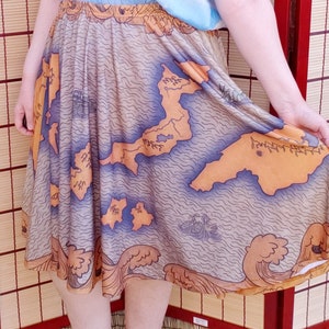 Jupe midi Here There be Dragons AVEC POCHES | Jupe pirate carte au trésor taille unique et grande taille