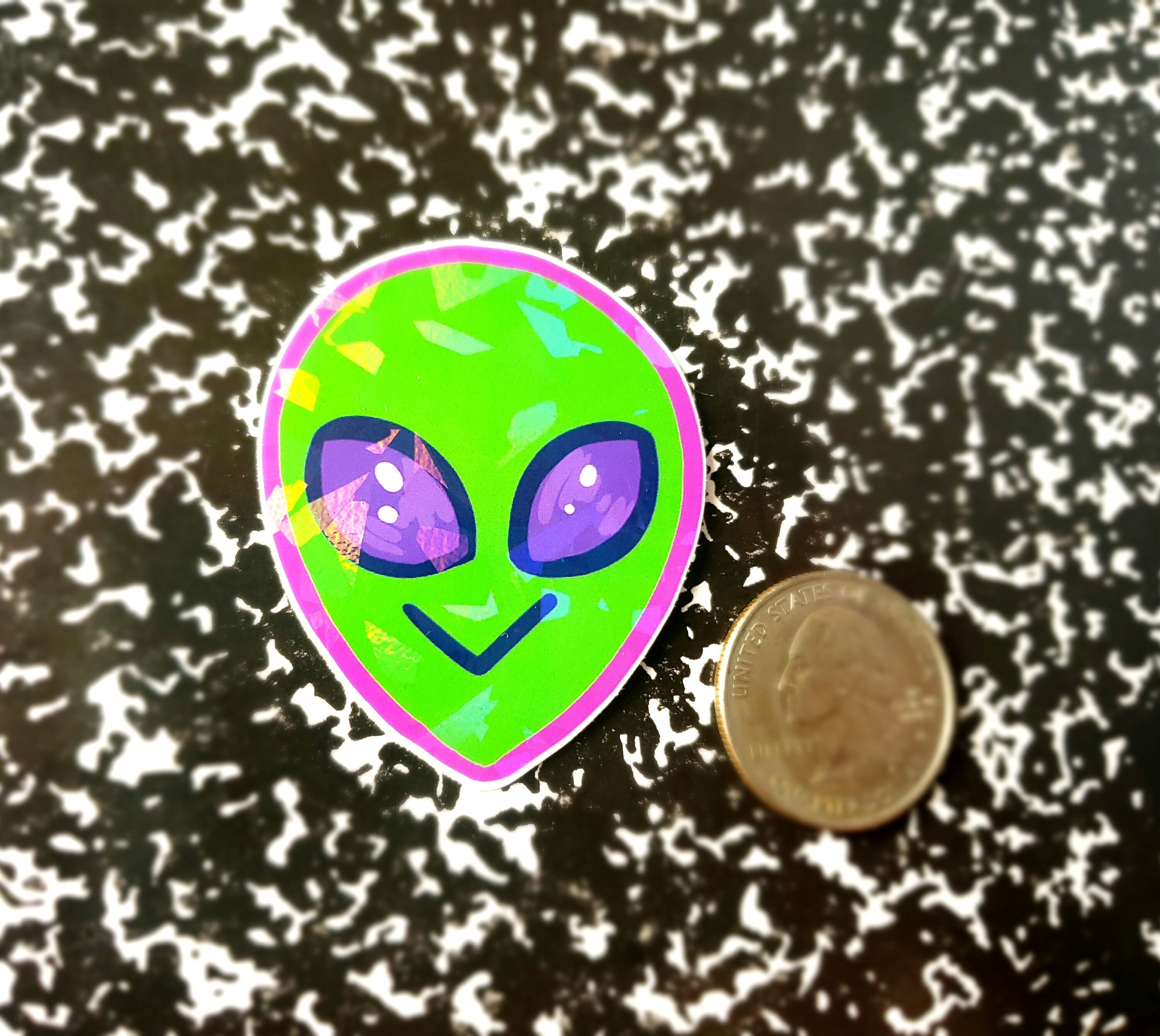 Alien Holographic Vinyl Sticker | Monster Die Cut Sticker | Cryptid ...