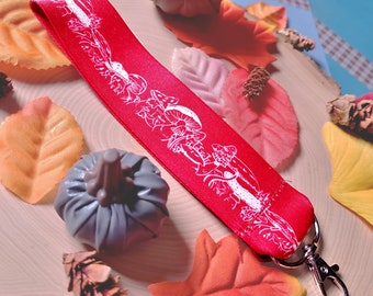 Mushroom Wrist Strap Lanyard | Cottagecore Keychain