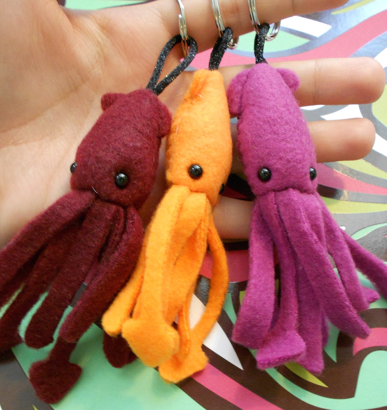 Squid Keychain CHOOSE YOUR COLOR Made to Order Tiny Squid Key Etsy