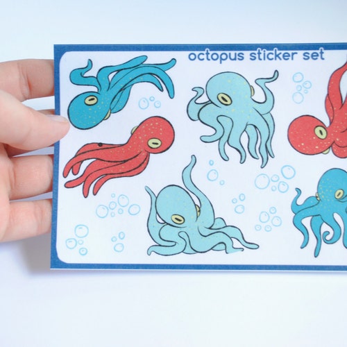 Octopus Kiss Cut Sticker Sheet | Cute Cephalopod Stickers