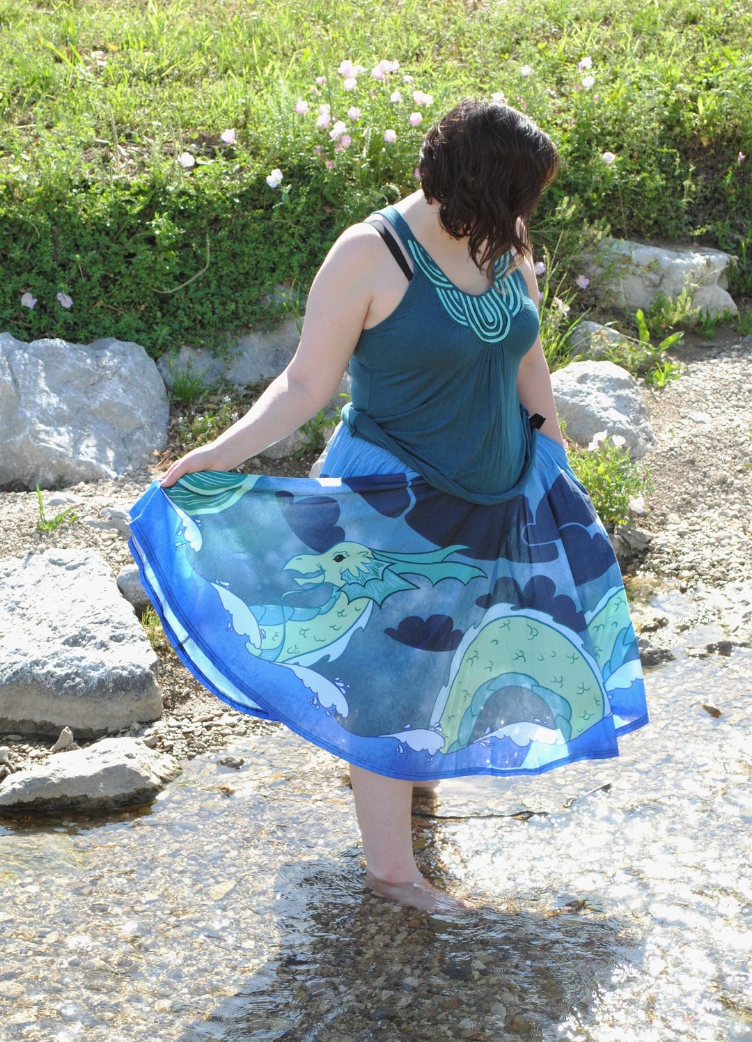 Midnight Serpent Embroidered Skirt