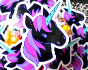 Goth Unicorn Vinyl Sticker | Mystical Magical Fairytale Sticker