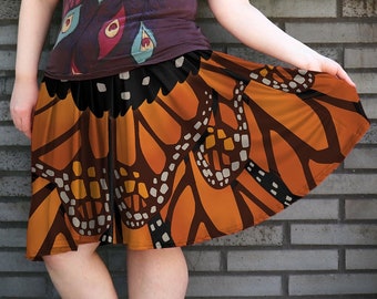 Monarch Migration SKATER Skirt With Pockets | Butterfly Migration Fall Lepidoptera Fae Fairycore Fashion | One Size and Plus Size