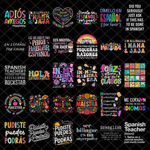 Bundle Spanish Teacher Png, Maestra Png, Professora Png, Spanish Png, Retro Teacher Png, Teacher Gift, Maestra Back To School Png