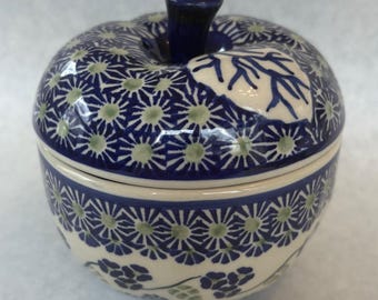 Polish Pottery Apple Baker, Hand Crafted and Hand Painted