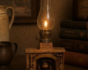 Enesco open haard olielamp vintage keramische cottage lantaarn decor