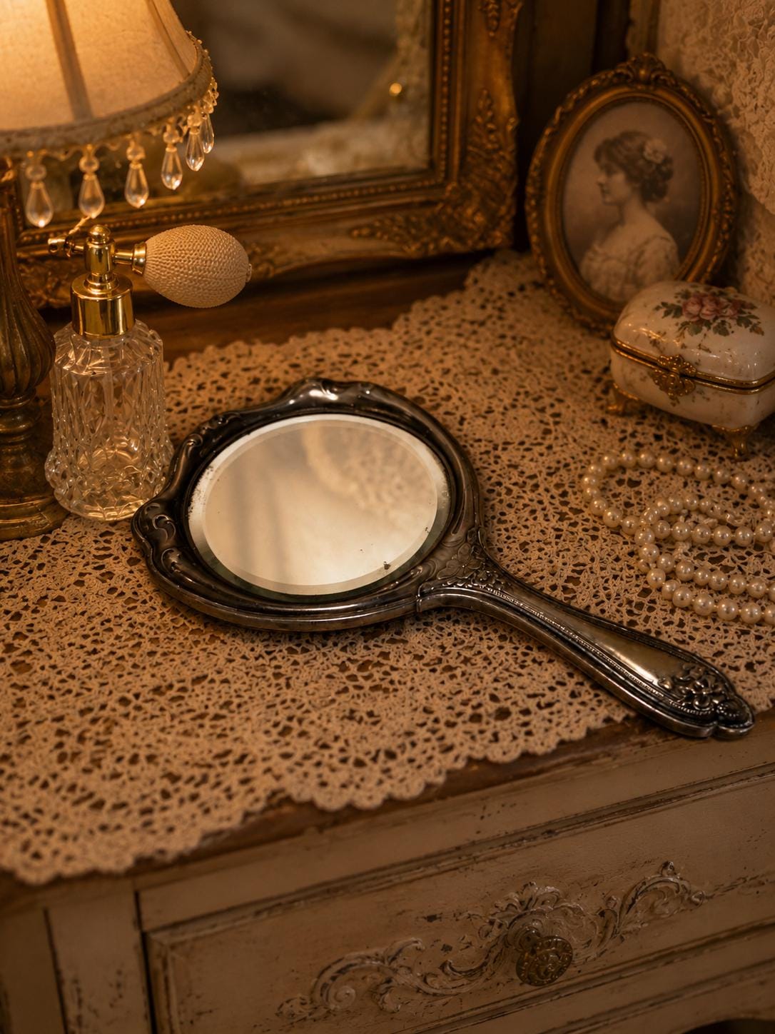 Antique silver plated hand mirror - Etsy 日本