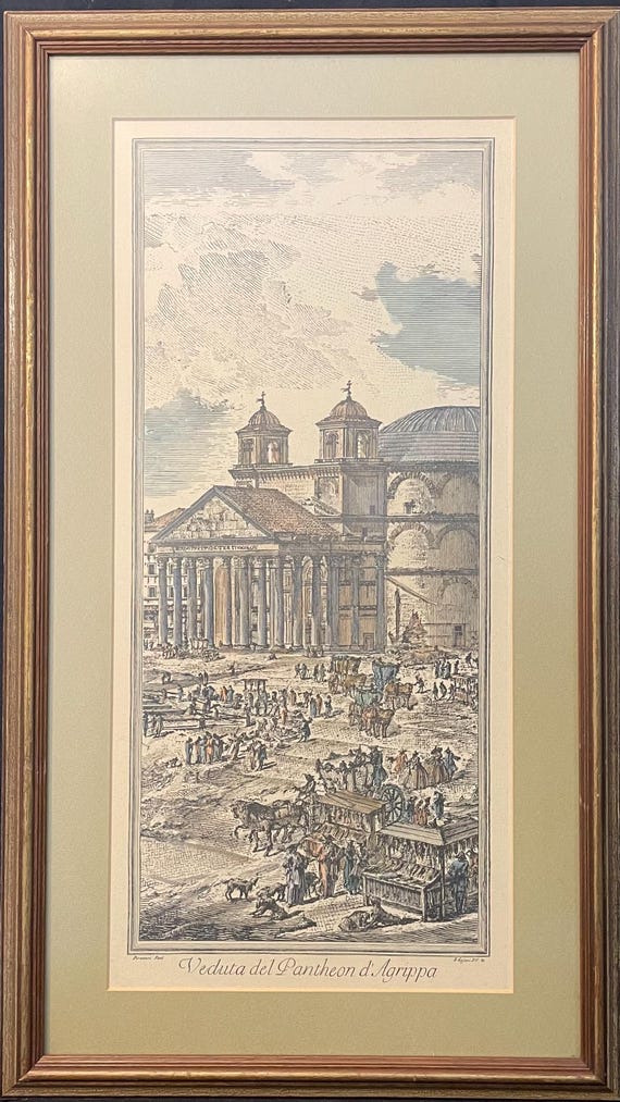 Veduta Del Pantheon Antique Engraving by Piranesi