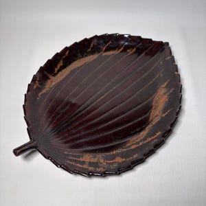 Brown Mihoko Kentucky Pottery Leaf Shape Serving Platter