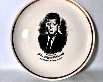 Vintage JFK Memorial Plate, John F. Kennedy Historical Collectable Item