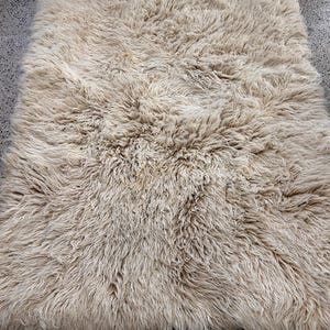 Vintage Hand Woven Virgin Wool Shag Rug, Made in Greece Mid Century