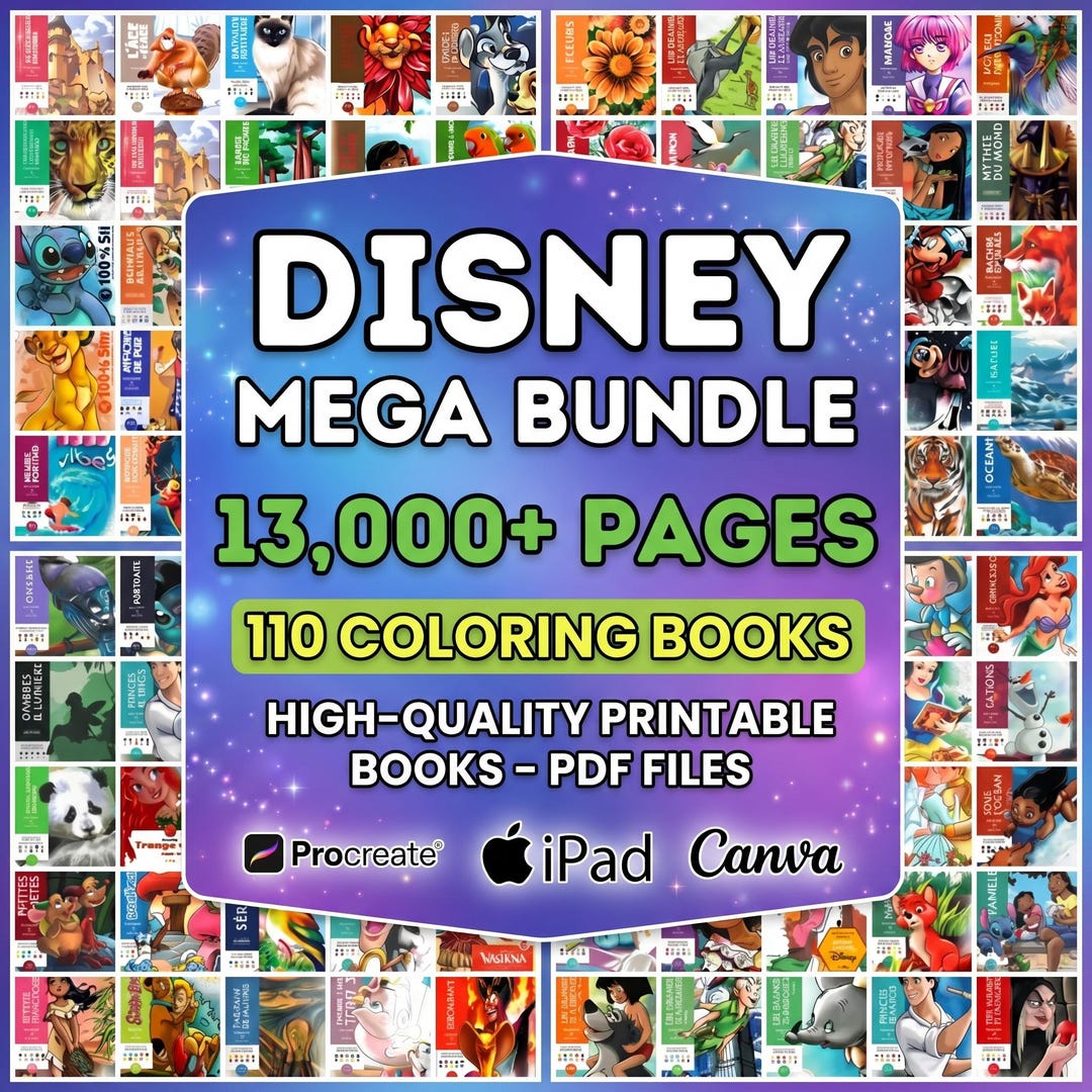 110 Disney Mystery Coloring Books Bundle | Printable Color By Number PDF for Kids & Adults