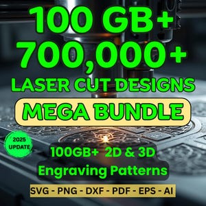 Mega Bundle di file tagliati al laser / SVG DXF PNG CDR EPS / Modelli 3D e 2D per taglio laser, progetti di incisione, CNC, Glowforge, fibra, CO2
