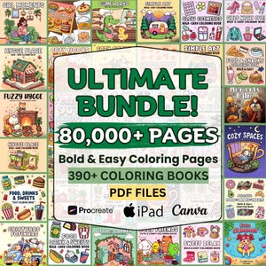 80,000 Coloring Pages Bundle – 380+ Printable Coloring Books PDF, Coco Wyo Digital Coloring Books, Kawaii Cute Cozy Comfy Kids & Adults iPad
