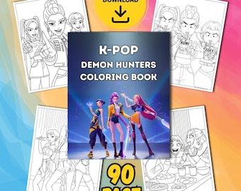 Kpop Demon Hunters Coloring Pages | 90 Printable Page PDF | Saja Boys Huntrix Anime Coloring Book (PDF Download)