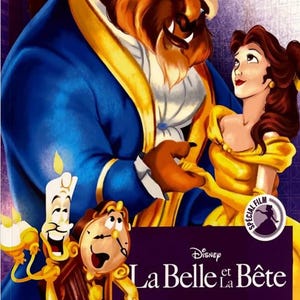 May include: A coloring book featuring Disney's Beauty and the Beast. The cover shows the Beast in a blue coat with Belle in a yellow dress. Other characters include Lumiere, Cogsworth, and Mrs. Potts. The title "La Belle et la B&ecirc;te" is displayed.