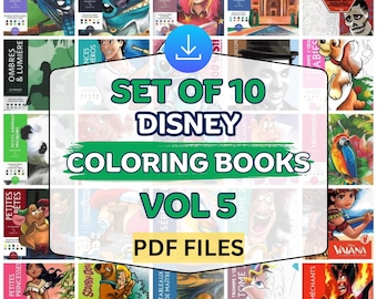 10 Disney Mystery Color By Number Coloring Books Vol. 5 | Classics, Heroines, Mandalas & Creatures | Printable PDF Coloring Bundle