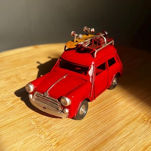RED FIAT Decoration / Retro Motor Model / Vintage Metal Toy / Classic Collectors Item / Gift Idea