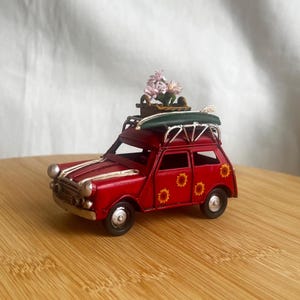 RED FIAT Decoration / Retro Motor Model / Vintage Metal Toy / Classic Collectors Item / Gift Idea