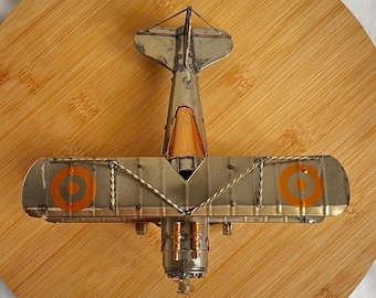 VINTAGE SILVER AIRCRAFT / Old Classic Metal Model / Plane Toy / Gift Idea for Pilot / Home Decor / Collector Item