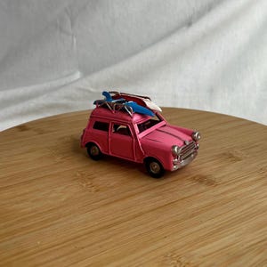 PINK FIAT CAR Metal Decoration / Retro Motor Model / Vintage Metal Toy / Classic Collectors Item / Gift Idea