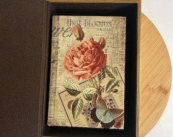 Floral Faux Leather & Wood Storage Box Set, Decorative Book Box