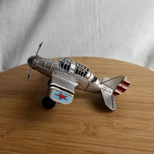 VINTAGE SILVER AIRPLANE / Old Classic Metal Model / Plane Toy / Gift Idea for Pilot / Home Decor / Collector Item