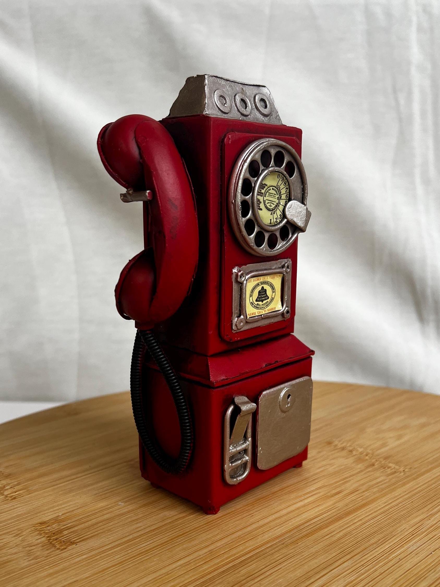 PAYPHONE RATARY DECORATION /Vintage Metal Design Replica / Decorative Nostalgic / Retro Shelf Decor