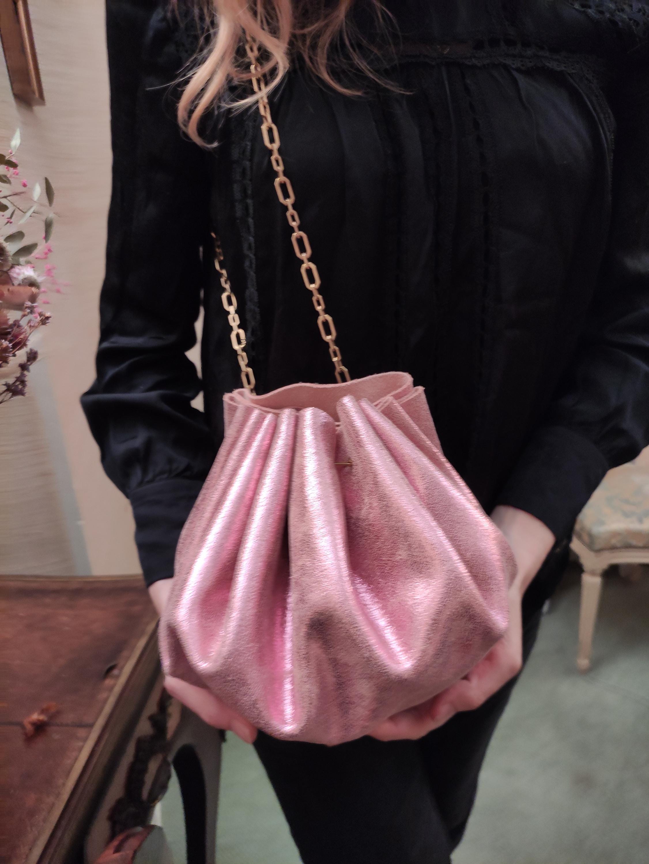 Courroie De Sac à Main Chaîne 47cm - Cuir Et Fer Plat - Rose Et Or - Uxcell - Neuf