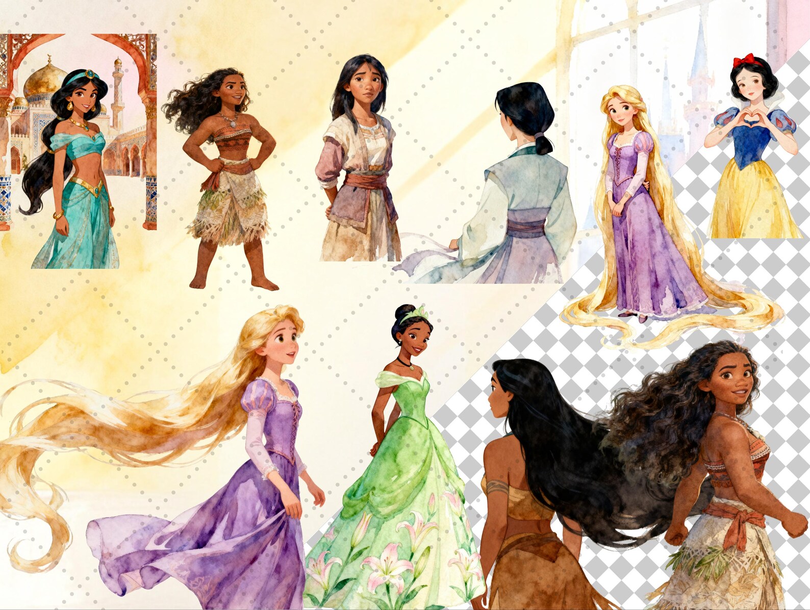 Fairy Tale Princess Clipart Bundle – Magical Storybook Girls With Gowns ...