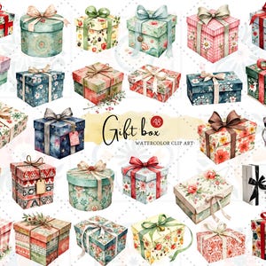 Gift Box Clipart Bundle Cute Present PNG Set with Ribbons,Bows,Tags Wrapping Paper Holiday,Birthday & Celebration Digital Art for Stickers