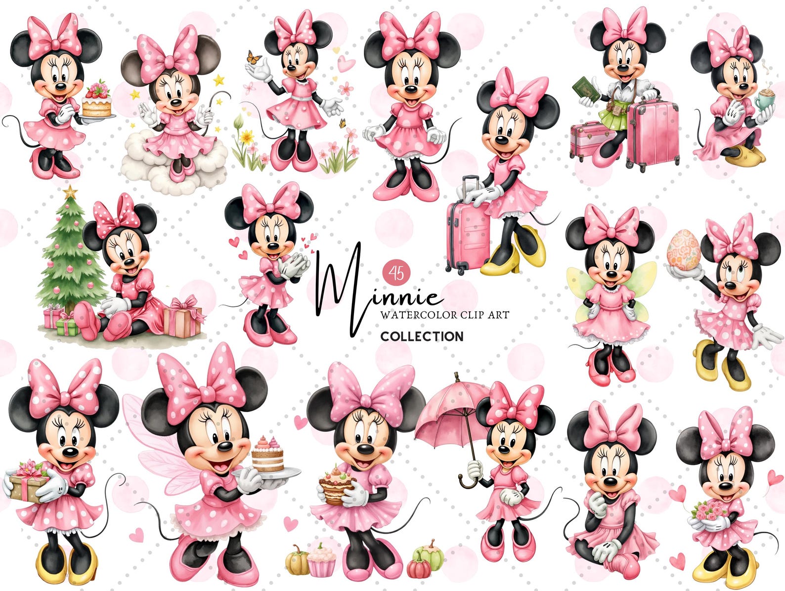 Pink Mouse Clipart Set – Birthday Party Decor PNG Bundle (digital ...