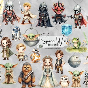 Space Wars Clipart Set | Cute Galaxy Warriors Illustration | Digital Download for DIY Crafts, Stickers & Gifts 50 PNG