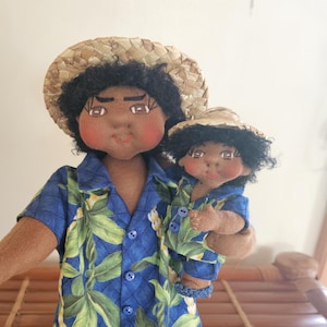 Handcrafted Hawaiian Art Dolls: Father & Son Aloha Dolls