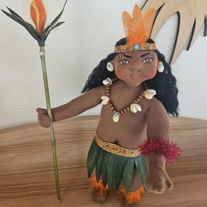 10&quot; Ooak Hawaiian Art Doll Lamaku (Victory), the Torch of Wisdom