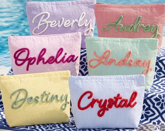 Personalized Bridesmaid Makeup Bag,Custom Name Cosmetic Pouch,Bachelorette Party Gift,Wedding Travel Bag,Summer Beach Bag,Gift for Her