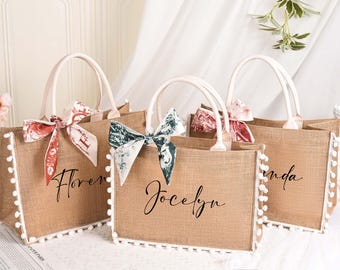 Custom Beach Tote Bag,Personalized Jute tote,Bridesmaid Gift bag,Burlap Beach Bag,Bachelore Party Favor,Wedding Proposal Gift totes,Gift bag