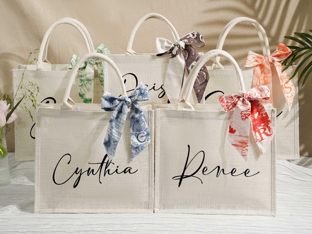Custom Bridesmaid Gift Bag,personalized Burlap Tote Bag,custom Jute Bag ...