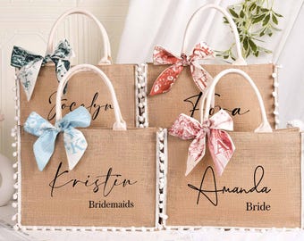 Custom Bridesmaid Gift tote bag,Personalized Jute Beach tote bag,Burlap Beach Bag,Bachelore Party Favor,Wedding Proposal Gift totes,Gift bag