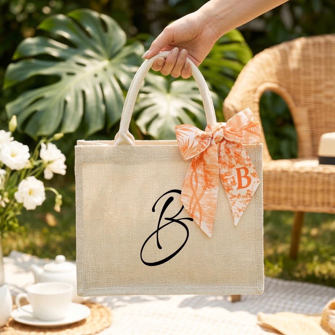 Custom Bridesmaid Gift Bag,personalized Burlap Tote Bag With Name Scarf ...