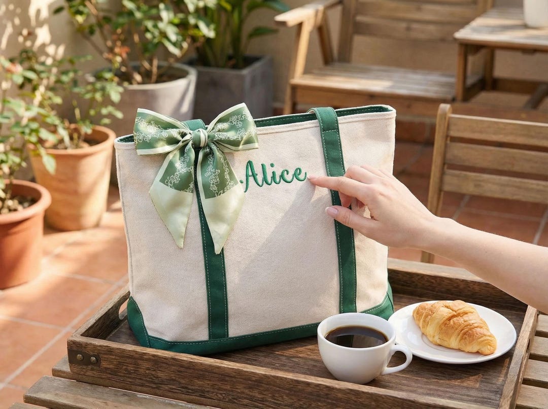 Personalized Embroidered Tote Bag, Custom Name Canvas Tote, Bridesmaid ...