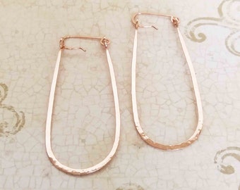 Gold Oval Hoop Earrings, Hammered Hoops, 14k Filled Gold Earrings, Sterling Silver Earrings, Boho Earrings, Boho Jewelry, Blue Wave Jewelry