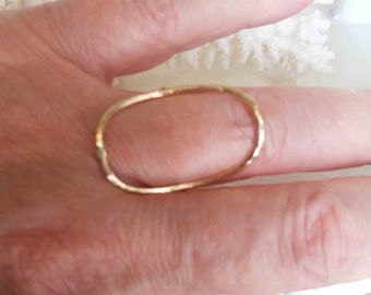 Large Open Oval Gold Ring, 14k Gold Filled Hammered Ring, Statement Ring, Silver Ring, Gift for Her, Minimalist Jewelry, Blue Wave Jewelry