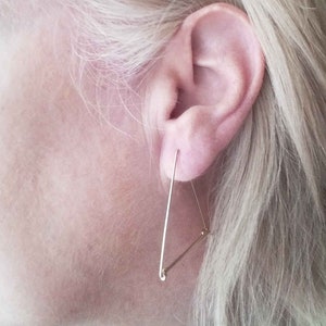 14k Gold Triangle Hoop Earrings, Triangle Earrings, Gold Hoop Earrings, Geometric Hoop Earrings, Everyday Earrings, Blue Wave Jewelry image 6