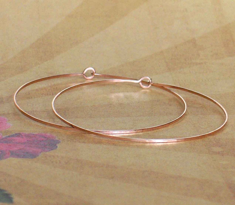 Delicate Rose Gold Hoops, Flat Front 14 K Rose Gold Filled Hoop Earrings, 2 1/4, 2, 1 3/4, 1 1/2, 1 1/4, 1 inch Hoop Earrings, Great Gift image 5